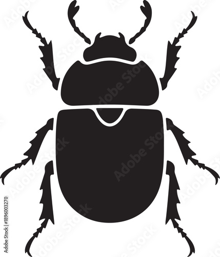 Scarab Beetle Silhouette on White Background