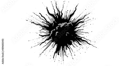 A simple graphical representation featuring a round hydrophobic area with an arrow pointing towards it,