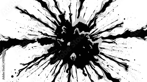 Abstract artwork featuring geometric shapes and lines on black background with white and UV fluorescent tips,