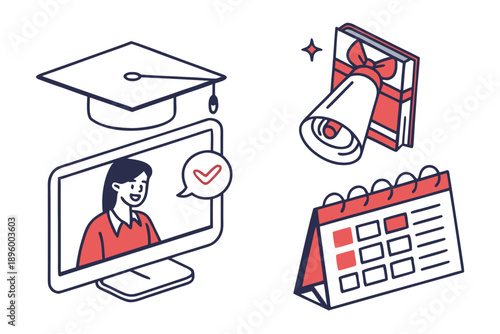 Celebrating academic achievements isolated on transparent background, isolated on white background, Vector