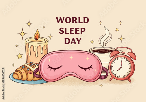 World sleep day celebration with cozy morning items