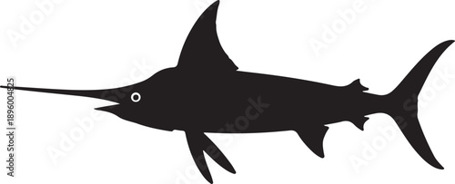 Swordfish Silhouette on White Background
