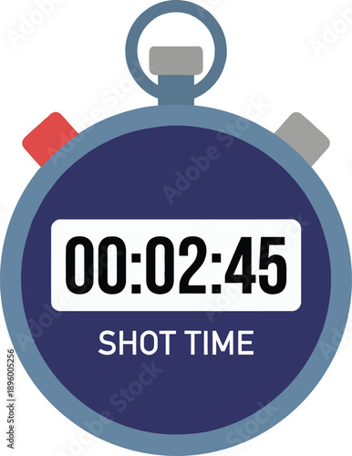 Professional digital stopwatch timer with shot time display text for cinema filmmaking production and sports timing measurement tool equipment gear accurate clock.