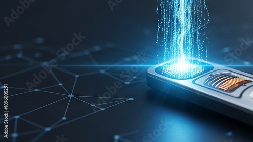 Futuristic Digital Technology Concept with Glowing Energy Stream