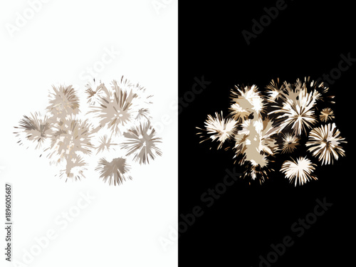 A split composition featuring dandelion seed heads in light and dark