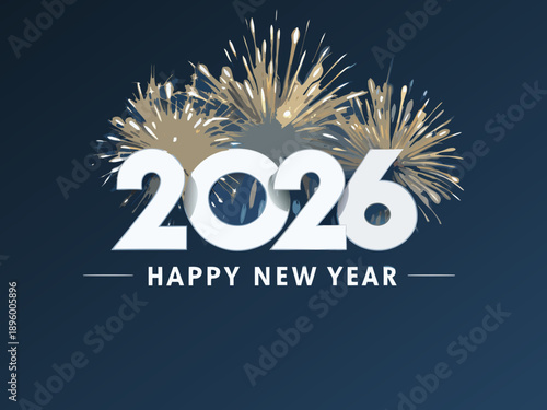 A festive image displaying 2026 and happy new year with fireworks