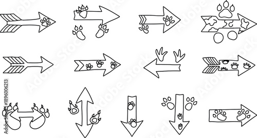 A collection of 12 unique arrow icons with various designs and patterns