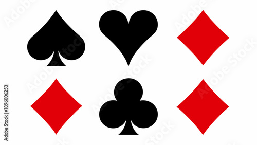 Playing card suits hearts diamonds spades and clubs displayed