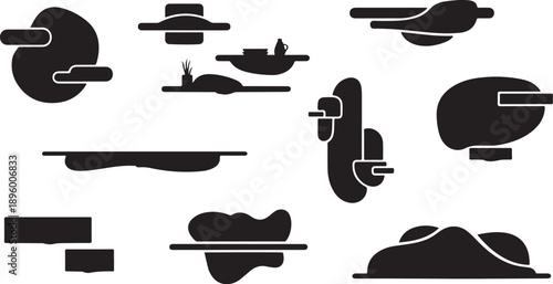 Abstract black and white shapes and lines illustration design