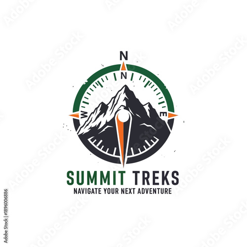 Mountain compass logo for outdoor adventure brand