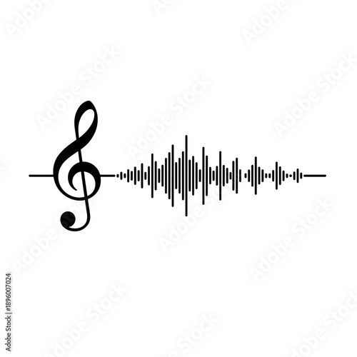 Musical Note with Sound Waves Representation