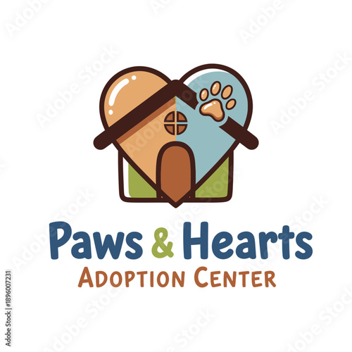 Logo of a pet adoption center with heart design
