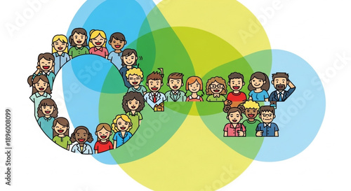 Diverse Group of People Forming a Cloud Shape.