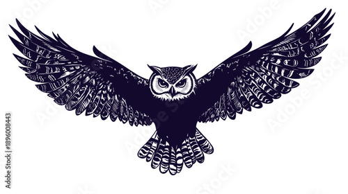 Majestic owl soaring with wings spread wide