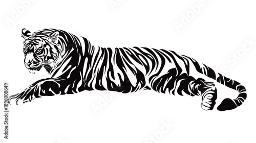 Majestic tiger lounging in serene natural habitat