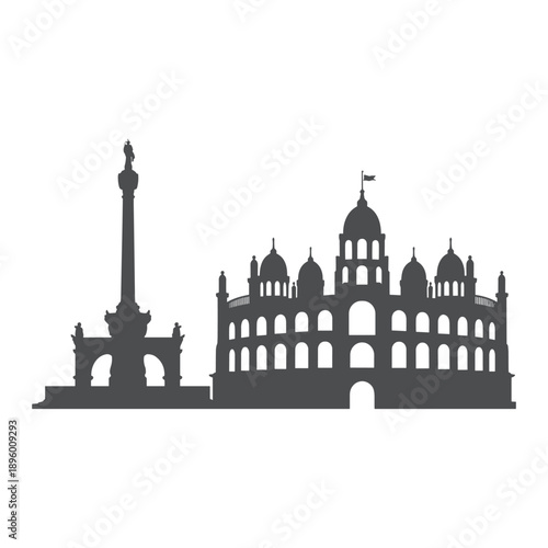 Historic European Landmark Skyline Silhouette Architecture Travel Black Vector Illustration
