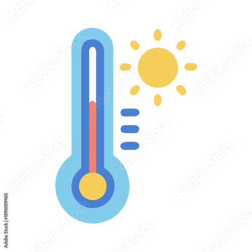 Thermometer and sun icon depicting hot weather conditions