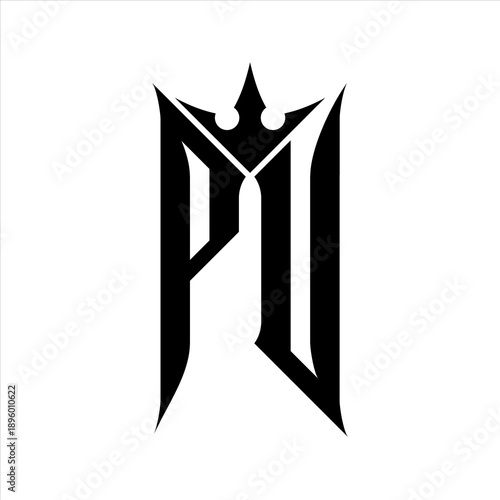 PU Elegant black logo with crown in white background