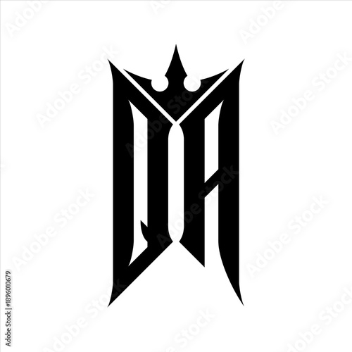 QA Elegant black logo with crown in white background