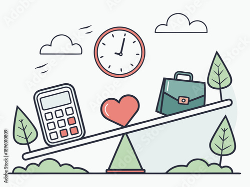 Balancing work and life isolated on transparent background, isolated on white background, Vector