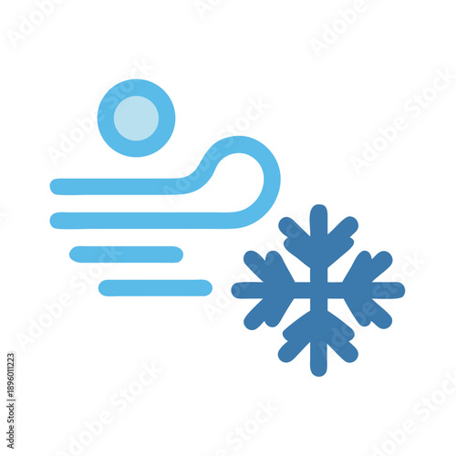 Stylized wind and snow icon representing winter weather conditions