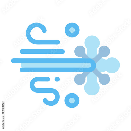Stylized vector icon of wind and cold temperatures