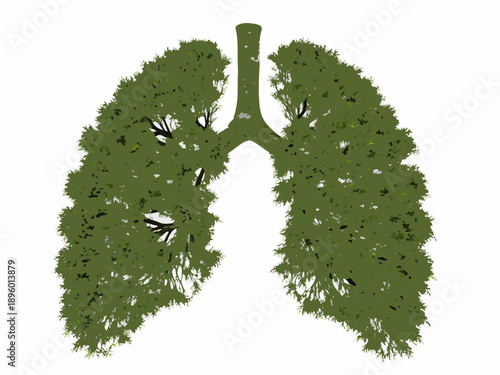 Lungs shaped like a tree symbolizing breath and environmental health