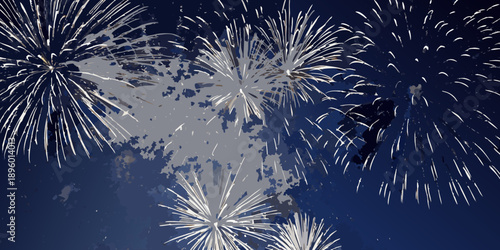 Spectacular fireworks display illuminates the night sky with vibrant bursts