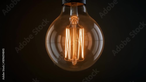 Vintage Edison Light Bulb Glowing Bright.