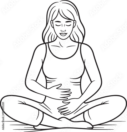 Pregnant woman Mindful meditating and embracing her inner self with the powerful mantra