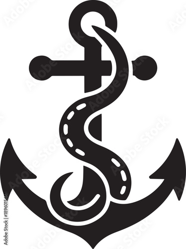 showcasing a powerful anchor with a mythical kraken tentacle Blue kraken fleet logo