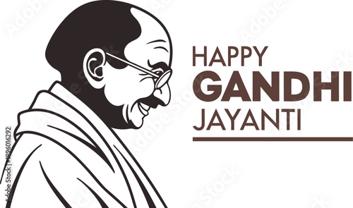 Mahatma Gandhi portrait for Gandhi Jayanti, Indian leader, historical figure