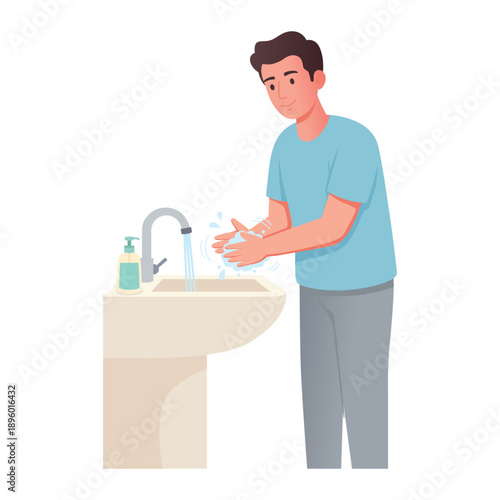 Hand Washing Hygiene Practice Illustration
