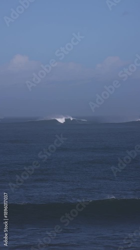 Belharra wave, one the highest of the world appearing at the basque coast next to Saint Jean de Luz; Basque Country.