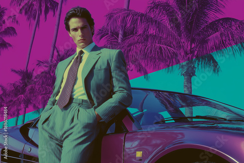 Wallpaper Mural 1990s TV Series Hero in Purple and Teal by Luxury Car Torontodigital.ca