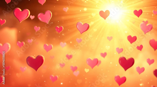  Valentine's Day theme with pink hearts floating in the air