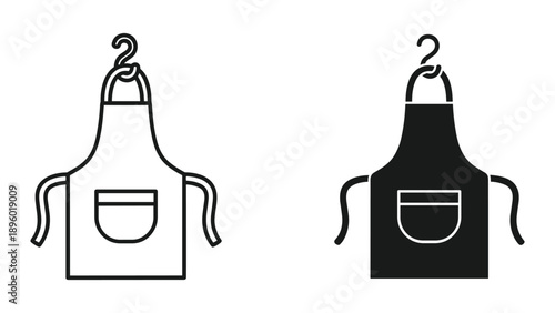 Simple black and white apron illustration on white background