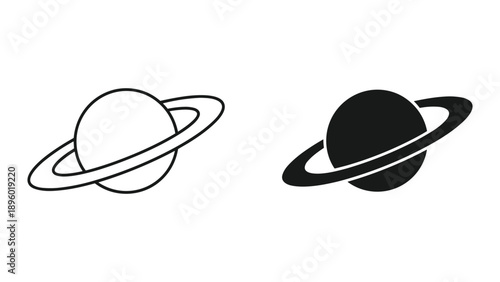 Saturn planet icon set in simple style