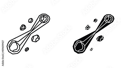 Dual style illustration of measuring spoon with coffee beans