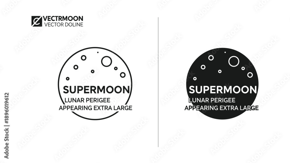 Fotografia Supermoon lunar perigee logo design template