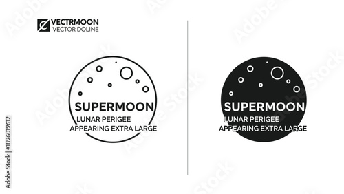 Supermoon lunar perigee logo design template
