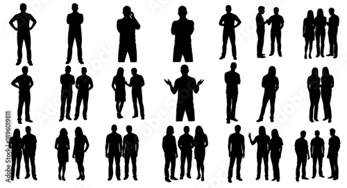 Collection of diverse human silhouettes in various poses.