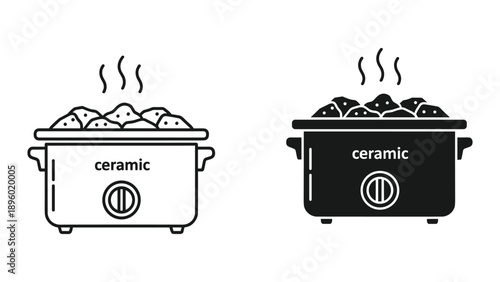 Ceramic slow cooker with steaming dumplings
