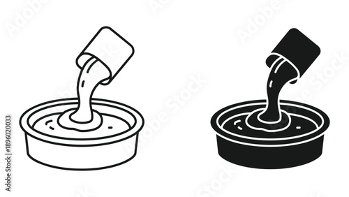 Pouring liquid into container illustration