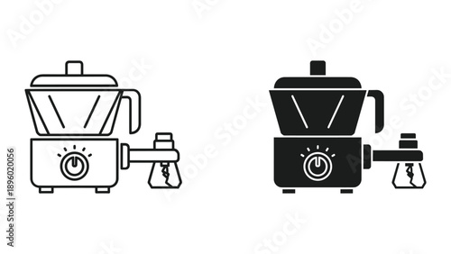 Coffee grinder icon set in different style