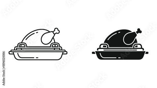 Simple illustration of roasted turkey on serving dish
