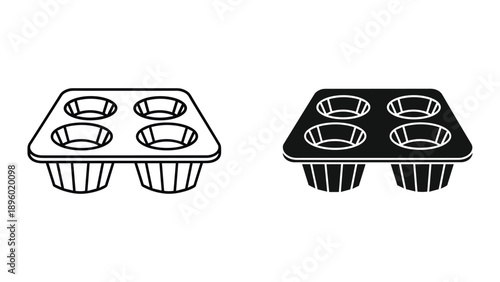 Muffin tin illustration with four cups
