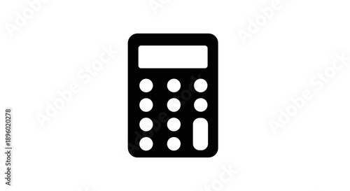 Simple Black Calculator Icon on White Background 1.