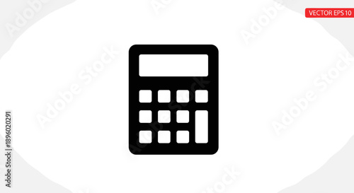 Simple Black Calculator Icon on White Background.
