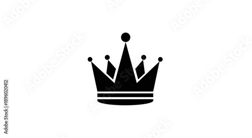 Simple Black Crown Icon Symbol of Royalty and Power.